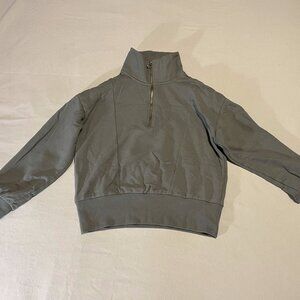 Sage green quarter-zip bomber jacket